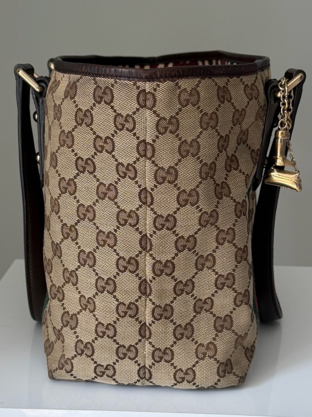 Gucci GG Supreme Jolicoeur Web Stripe Tote Bag Small Ophidia Style - Picture 6 of 15